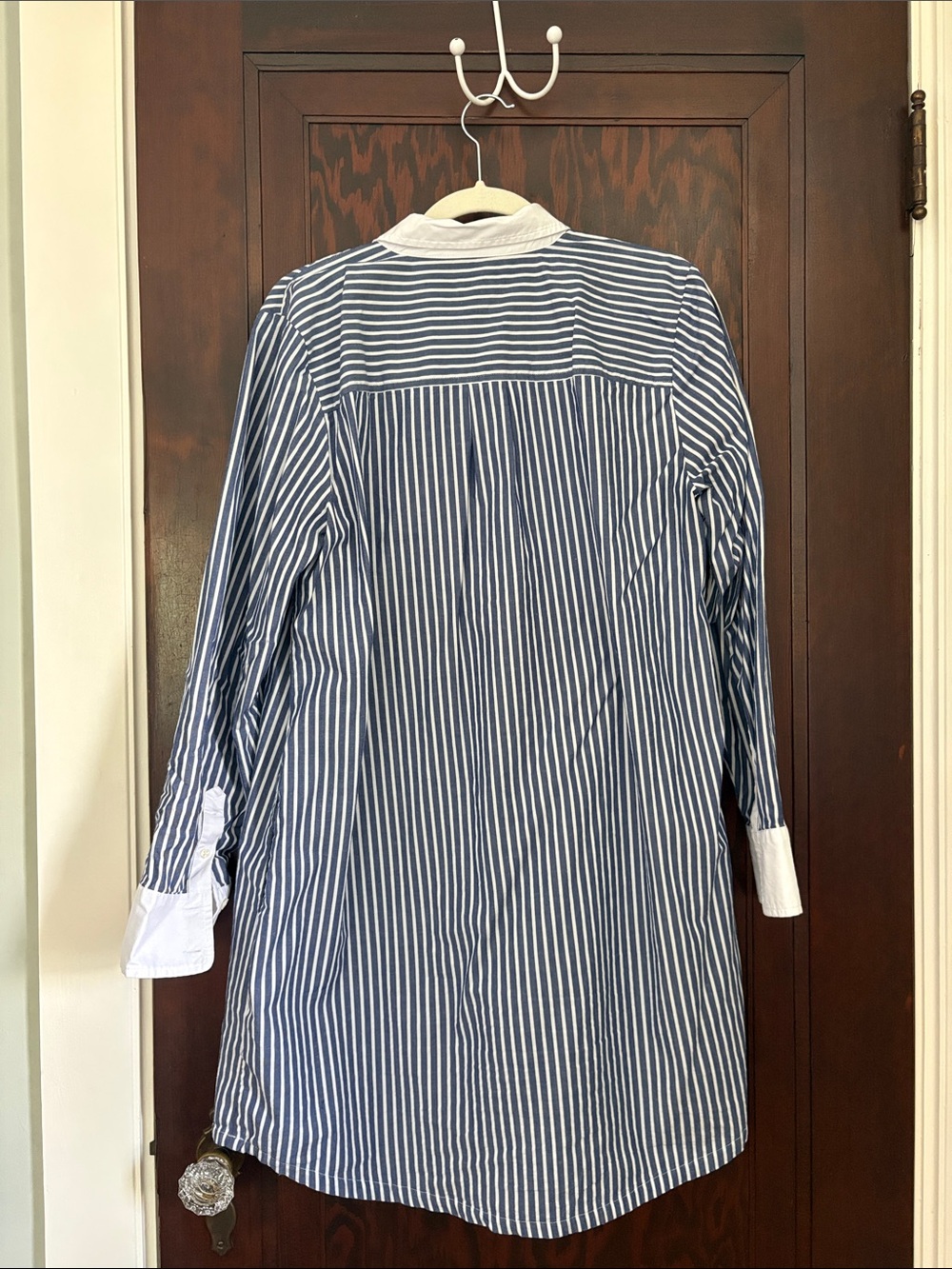 J. Crew Blue & White Striped Long Sleeve Shirt Dress - Picture 4 of 4